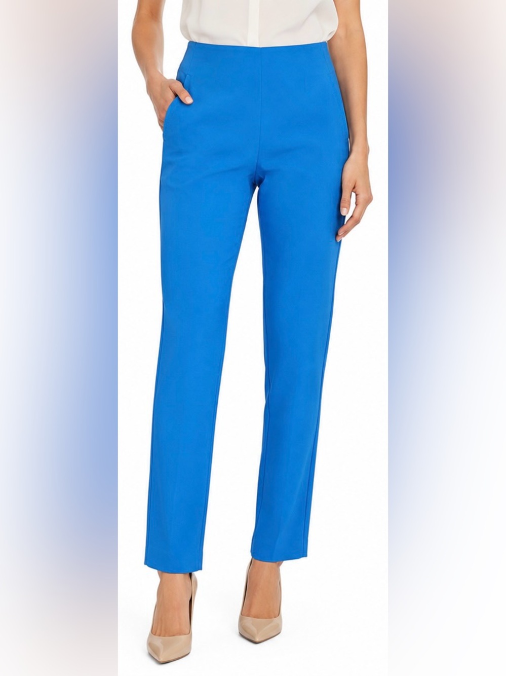 NWT - Rachel Zoe High Rise Slim Leg Pull On Pants Blue Size 6